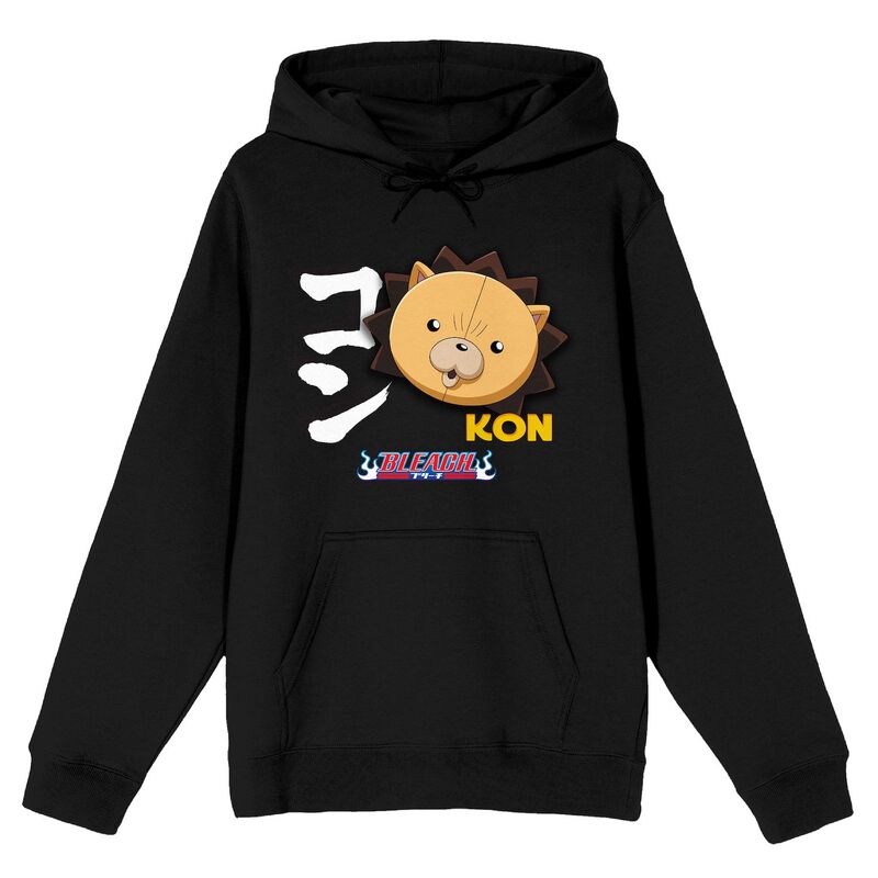 アニメキャラクター メンズ トップス Tシャツ パーカー グラフィック Licensed Character Men's Bleach Anime Kon Head with Kanji Graphic Hoodie Black ブラック