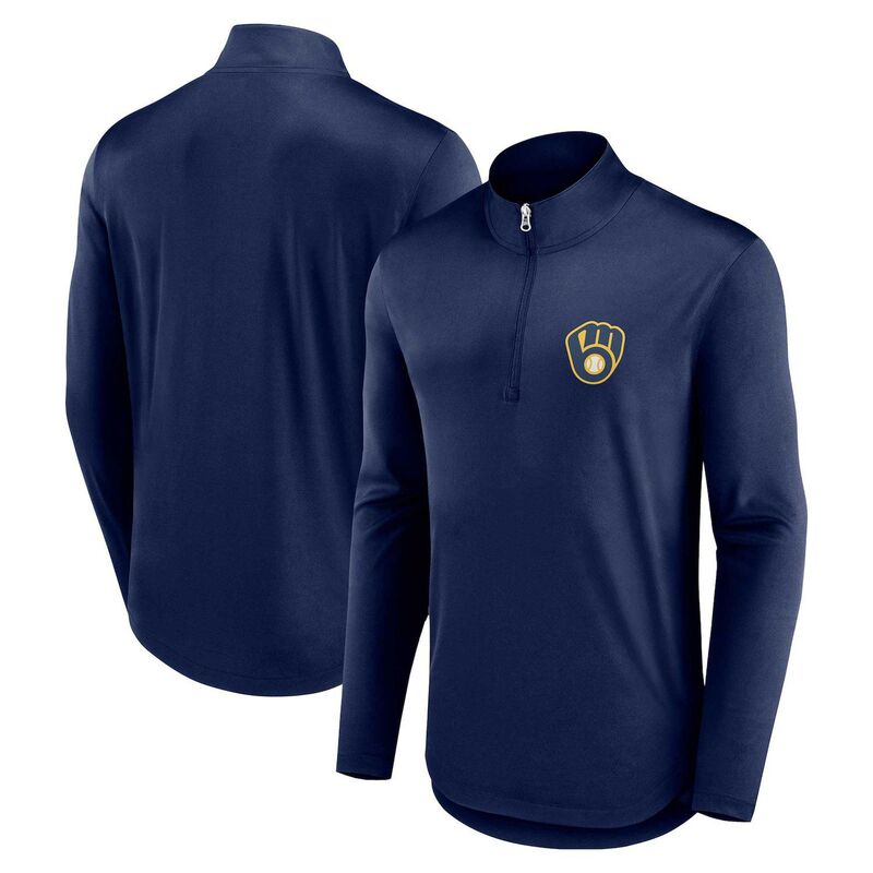 アンブランデッド メンズ トップス プルオーバー Unbranded Men\u0027s Fanatics Branded Navy Milwaukee Brewers Quarterback Quarter-Zip Top Brw Navy 米国海軍