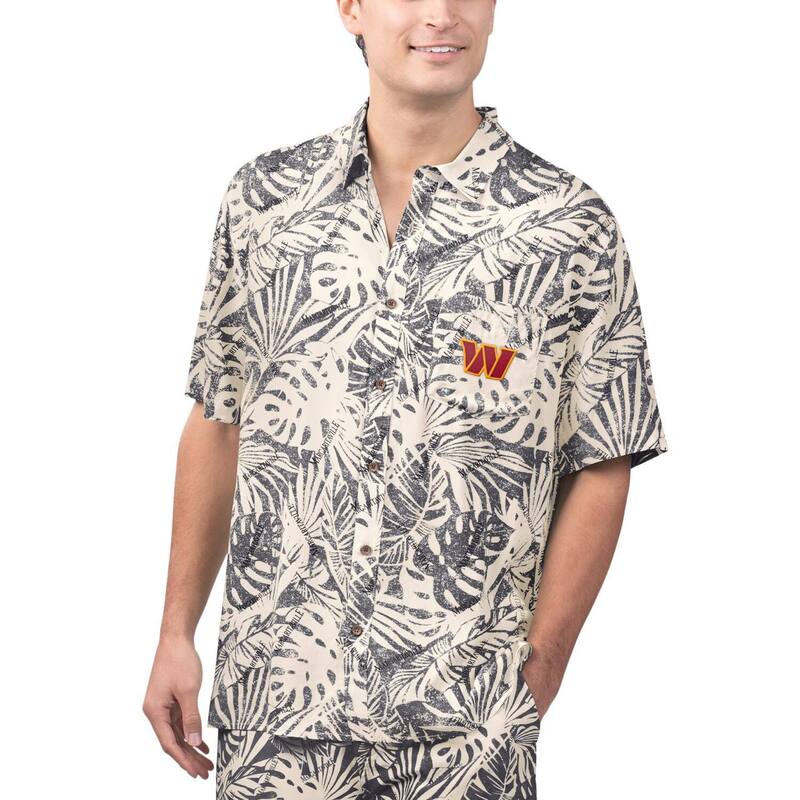 アンブランデッド メンズ トップス プルオーバー 刷り上げる Unbranded Men\u0027s Margaritaville Tan Washington Commandersand Washed Monstera Print Party Button-Up Shirt Wft Multi マルチ色合い