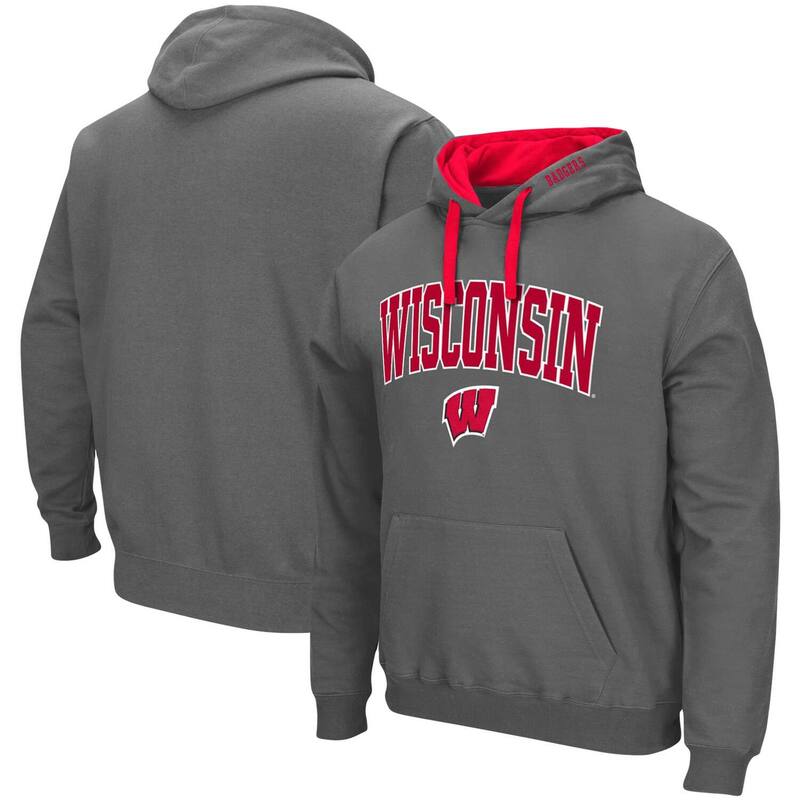 コロシアム メンズ トップス Tシャツ トール ロゴ パーカー Men's Colosseum Charcoal Wisconsin Badgers Big & Tall Arch & Logo 2.0 Pullover Hoodie Wis Charco チャコール