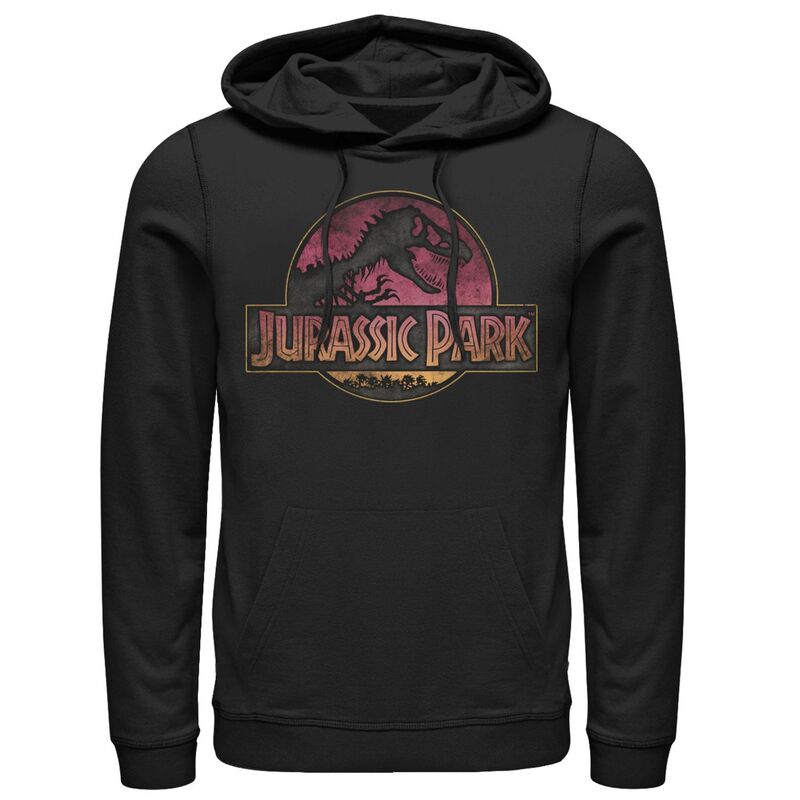 アニメキャラクター メンズ トップス Tシャツ ロゴ パーカー グラフィック Licensed Character Men's Jurassic Park Logo Gradient Sunset Graphic Pullover Hoodie Black ブラック｜ReVida 店 11,300円