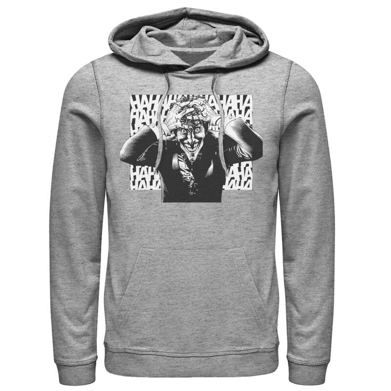 アニメ文字記号 メンズ トップス プルオーバー パーカー Licensed Character Men\u0027s DComics The Joker HAHAHA Hoodie Athletic Heather ギョリュウモドキ