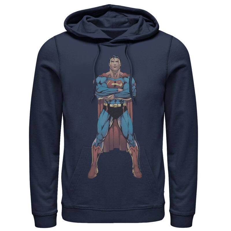 アニメ文字記号 メンズ トップス プルオーバー パーカー Licensed Character Men\u0027s DComicsuperman Power Stance Comic Poster Hoodie Navy 米国海軍