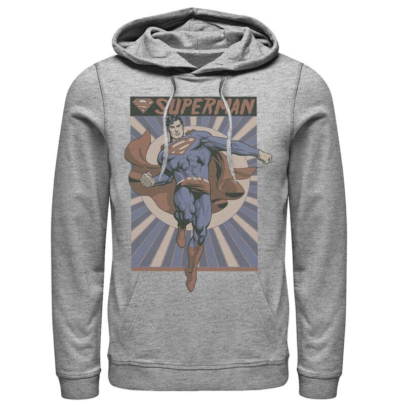 アニメ文字記号 メンズ トップス プルオーバー パーカー Licensed Character Men\u0027s DComicsuperman Posed Pop Art Poster Hoodie Athletic Heather ギョリュウモドキ