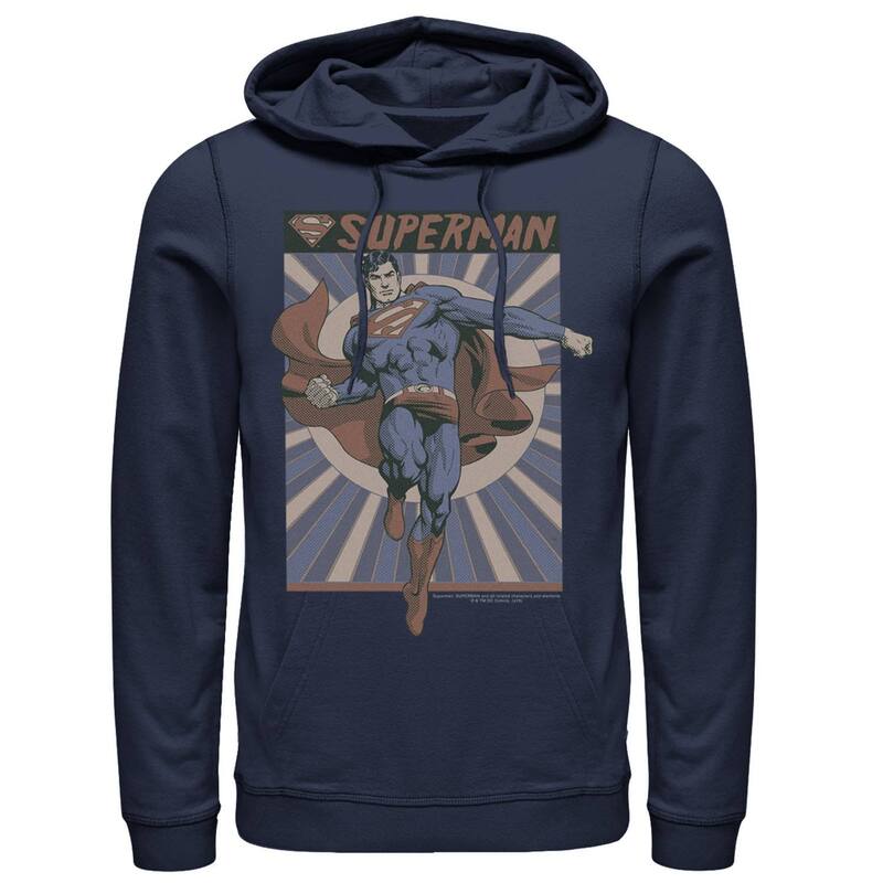 アニメ文字記号 メンズ トップス プルオーバー パーカー Licensed Character Men\u0027s DComicsuperman Posed Pop Art Poster Hoodie Navy 米国海軍