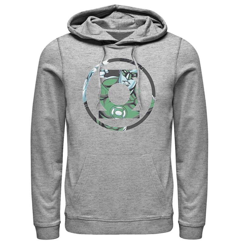 アニメ文字記号 メンズ トップス プルオーバー ロゴタイプ パーカー Licensed Character Men\u0027s DComics Green Lantern Face Logo Hoodie Athletic Heather ギョリュウモドキ