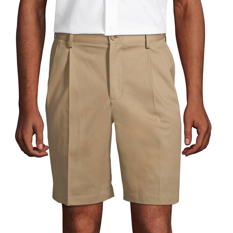 ランズエンド メンズ ボトムス ハーフパンツ・ショーツ プリーツ ショートパンツ Men's Lands' End Comfort Waist 9-inch No-Iron Pleated Chino Shorts Khaki カーキ 14,804円