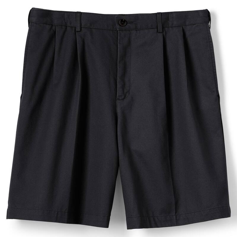 ランズエンド メンズ ボトムス ハーフパンツ・ショーツ プリーツ トール ショートパンツ Big & Tallands' End Comfort Waist 9-inch No-Iron Pleated Chino Shorts Black ブラック