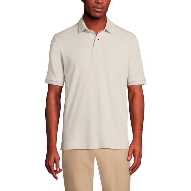 ランズエンド メンズ トップス Tシャツ ポロシャツ Men's Lands' End Super Soft Supima Polo Moonbeam Heather ヘザー｜ReVida 店