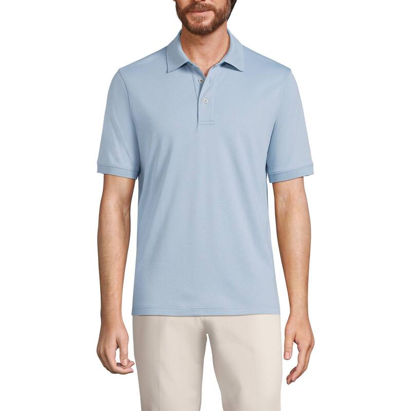 ランズエンド メンズ トップス Tシャツ ポロシャツ Men's Lands' End Super Soft Supima Polo Pale Slate Blue スレート｜ReVida 店