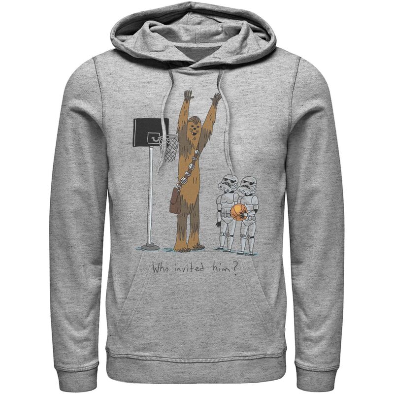 アニメ文字記号 メンズ トップス プルオーバー パーカー Licensed Character Men\u0027star Wars Chewbacca Basketball Who Invited Him Hoodie Athletic Heather ギョリュウモドキ