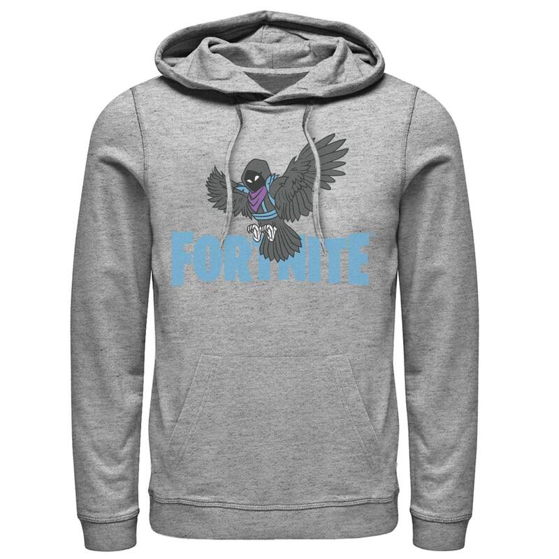 アニメ文字記号 メンズ トップス プルオーバー ロゴタイプ パーカー Licensed Character Men\u0027s Fortnite Raven Logo Hoodie Athletic Heather ギョリュウモドキ