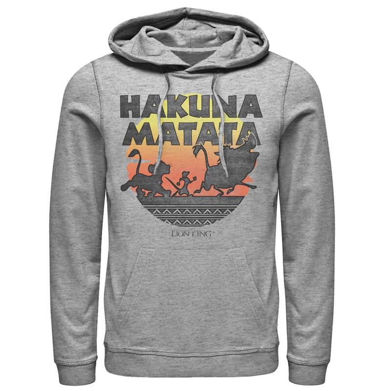 アニメキャラクター メンズ トップス Tシャツ パーカー Licensed Character Disney's The Lion King Men's Hakuna Matata Sunset Silhouette Poster Hoodie Athletic Heather ヘザー