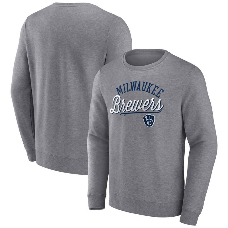 アンブランデッド メンズ トップス プルオーバー 汗水 Unbranded Men\u0027s Fanatics Branded Heather Gray Milwaukee Brewersimplicity Pullover Sweatshirt Brw Grey 薄墨色