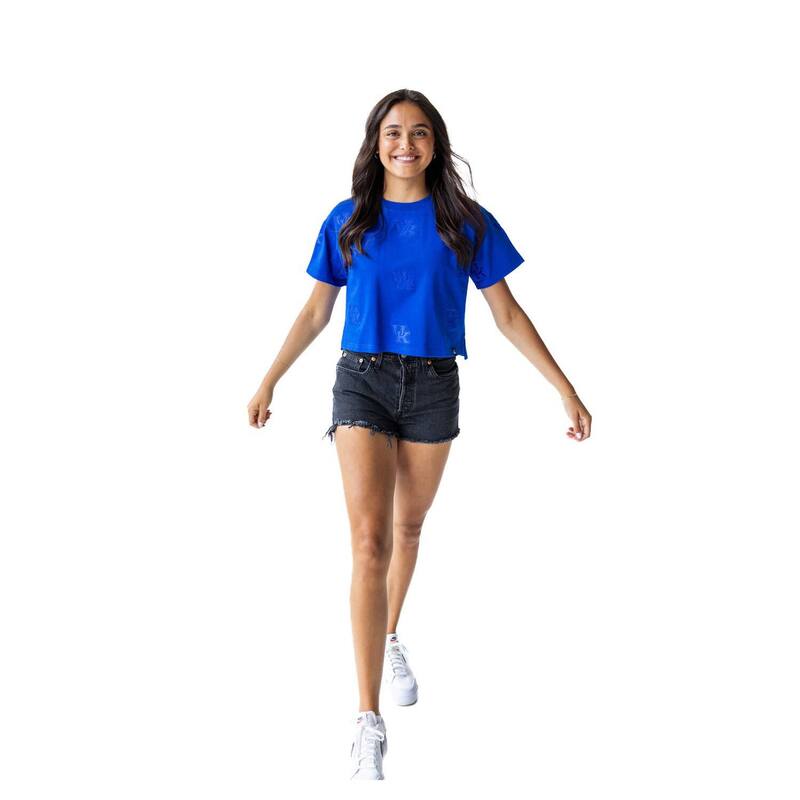 アンブランデッド レディース トップス Tシャツ プリント クロップド Unbranded Women Gameday Social Blue Kentucky Wildcats Allover Print Heavyweight Cropped T-Shirt Ken Blue ブルー