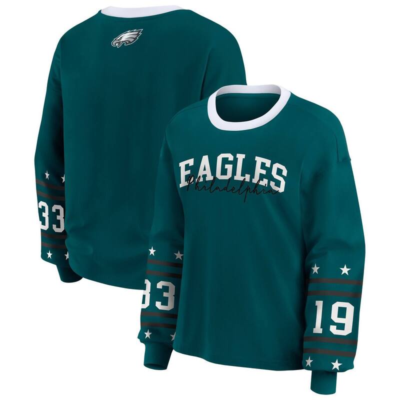 ウェア バイ エリン アンドルーズ レディース トップス Tシャツ プラスサイズ 長袖 Women WEAR by Erin Andrews Midnight Green Philadelphia Eagles Plusize Sport Long-Sleeve T-Shirt Eagreen グリーン