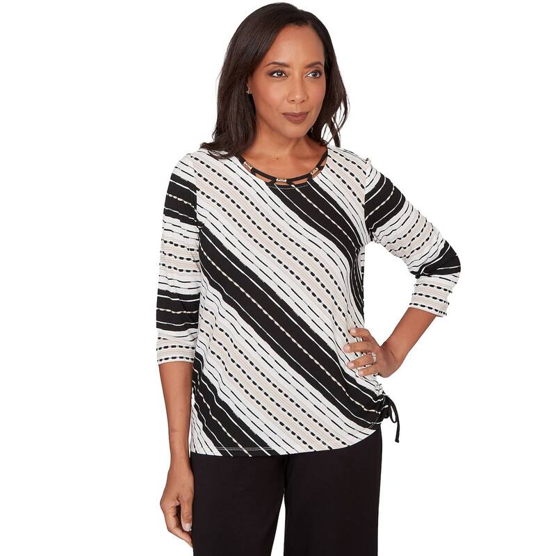アルフレッド ダナー レディース トップス プルオーバー Women\u0027s Alfredunner Embellishediagonal Textured Stripe Top Neutral Multi マルチ色つや