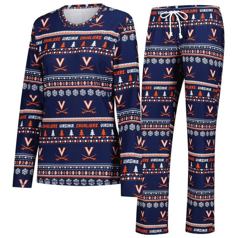 アンブランデッド レディース アンダーウェア ナイトウェア パンツ セーター Unbranded Women's Conceptsport Navy Virginia Cavaliers Ugly Sweater Holiday Long Sleeve Top & Pantsleep Set Uva Navy ネイビー 11,866円
