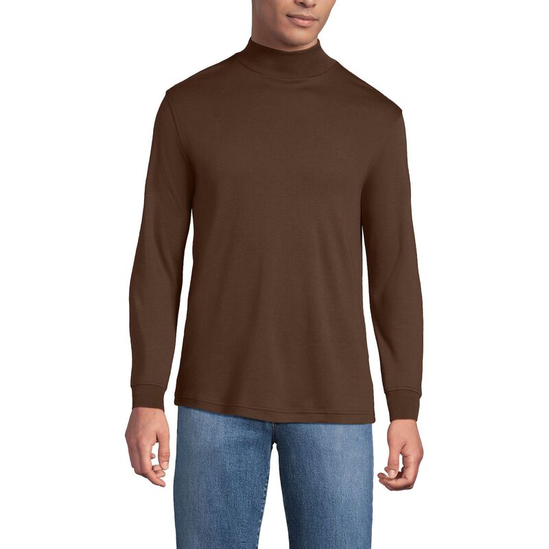 ランズエンド メンズ トップス Tシャツ タートルネック Lands' End Men'super Soft Supima Mock Turtleneck Dark Walnut Brown ブラウン｜ReVida 店