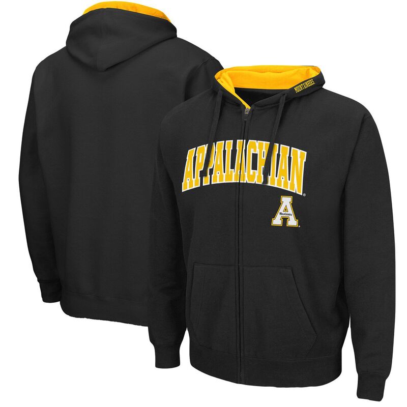 コロシアム メンズ トップス Tシャツ ロゴ パーカー Men's Colosseum Black Appalachian State Mountaineers Arch & Logo 3.0 Full-Zip Hoodie App Black ブラック|ReVida 店