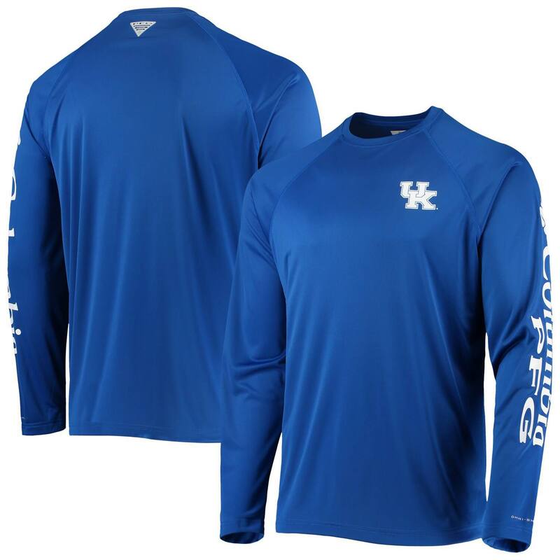 コロンビア メンズ トップス プルオーバー Men\u0027s Columbia Royal Kentucky Wildcats Terminal Tackle Omni-Shade Raglan Long Sleeve T-Shirt Ken Blue 青色