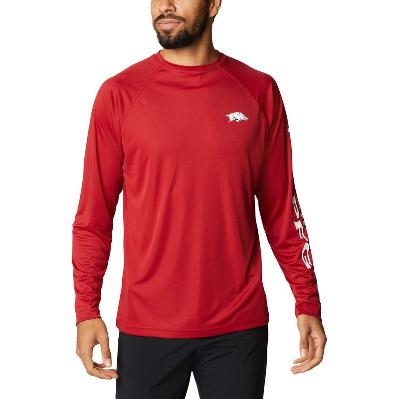 アンブランデッド メンズ トップス プルオーバー Unbranded Men\u0027s Columbia Cardinal Arkansas Razorbacks Terminal Tackle Omni-Shade Raglan Long Sleeve T-Shirt Ark Red 赤いこと