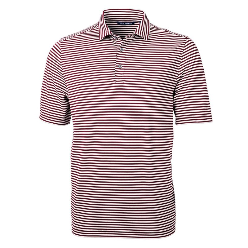 カッターアンドバック メンズ トップス Tシャツ ポロシャツ Cutter & Buck Virtueco Pique Stripe Recycled Mens Polo Bordeaux ストライプ
