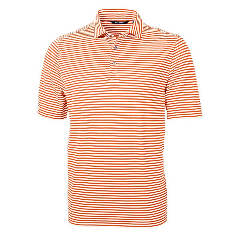 カッターアンドバック メンズ トップス Tシャツ ポロシャツ Cutter & Buck Virtueco Pique Stripe Recycled Mens Polo College Orange オレンジ|ReVida 店
