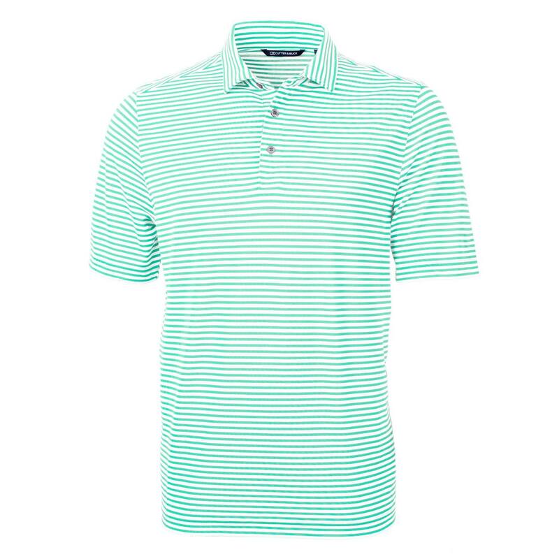 カッターアンドバック メンズ トップス Tシャツ ポロシャツ Cutter & Buck Virtueco Pique Stripe Recycled Mens Polo Fresh Mint ミント｜ReVida 店