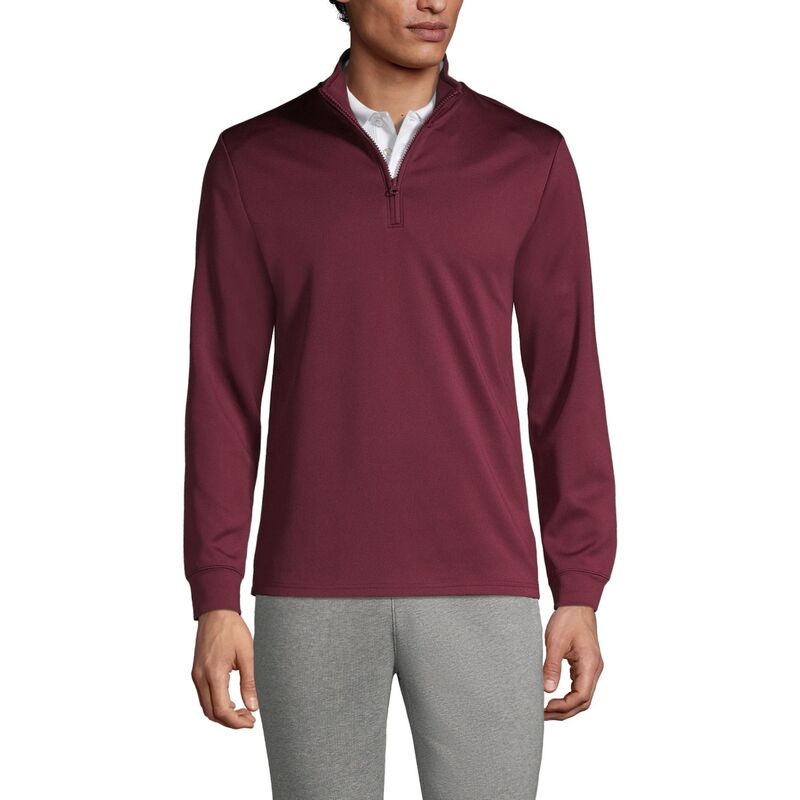 ランズ挙げ句の果て メンズ トップス プルオーバー ハーフジップ 汗水 Men\u0027s Lands\u0027 End School Uniform Quarter Zipullover Sweatshirt Burgundy バーガンディ