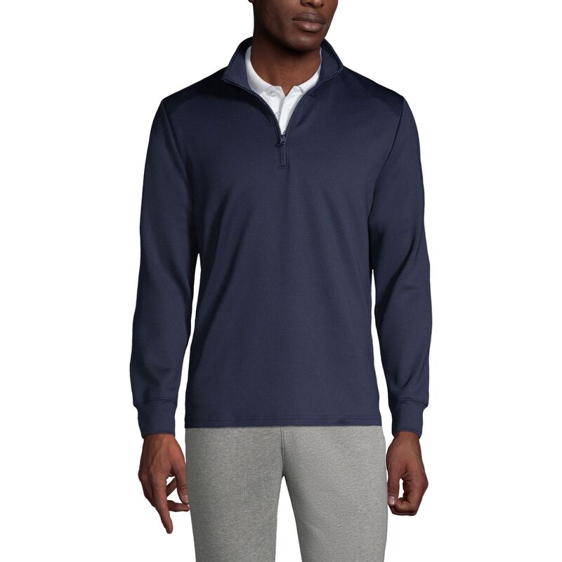 ランズ挙げ句の果て メンズ トップス プルオーバー ハーフジップ 汗水 Men\u0027s Lands\u0027 End School Uniform Quarter Zipullover Sweatshirt Classic Navy 米国海軍