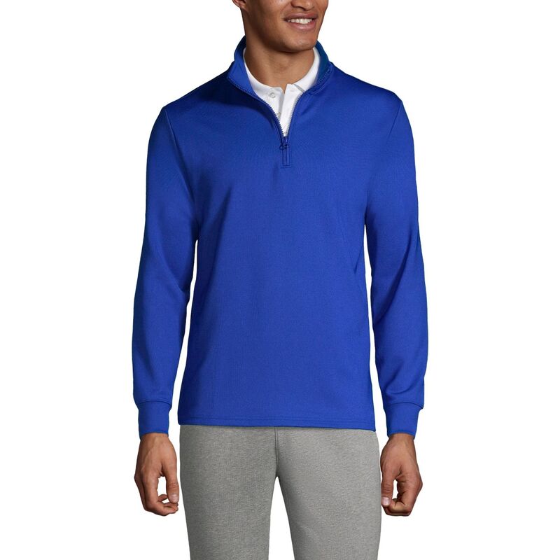 ランズ挙げ句の果て メンズ トップス プルオーバー ハーフジップ 汗水 Men\u0027s Lands\u0027 End School Uniform Quarter Zipullover Sweatshirt Cobalt 青緑色