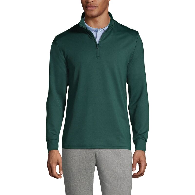 ランズ挙げ句の果て メンズ トップス プルオーバー ハーフジップ 汗水 Men\u0027s Lands\u0027 End School Uniform Quarter Zipullover Sweatshirt Evergreen