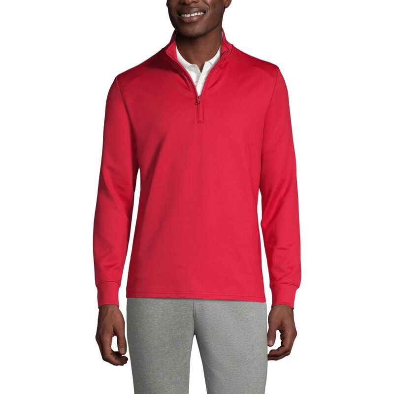 ランズ挙げ句の果て メンズ トップス プルオーバー ハーフジップ 汗水 Men\u0027s Lands\u0027 End School Uniform Quarter Zipullover Sweatshirt Red 赤いこと