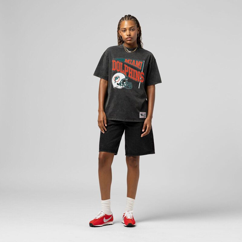 ミッチェル\u0026ネス レディース トップス ティーシャツ Women\u0027s Mitchell \u0026 Ness Black Miami Dolphins Team Dynamic Boyfriend Mineral Wash T-Shirt Dol Black 黒いこと トップス-Tシャツ・カットソー