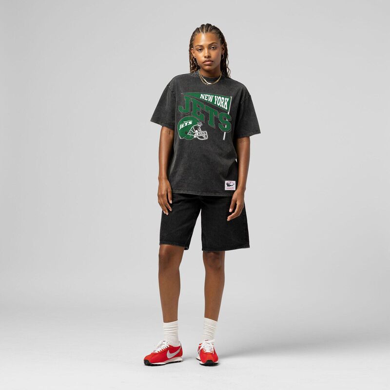 ミッチェル\u0026ネス レディース トップス ティーシャツ Women\u0027s Mitchell \u0026 Ness Black New York Jets Team Dynamic Boyfriend Mineral Wash T-Shirt Jet Black 黒いこと トップス-Tシャツ・カットソー-レディースファッション