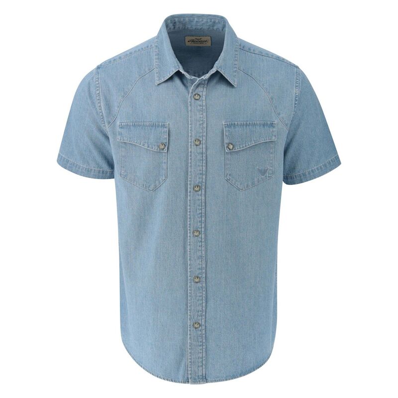 ソログッド メンズ トップス Tシャツ Thorogood Men's Western Short Sleeve Shirt with Snaps Bleachedenim デニム