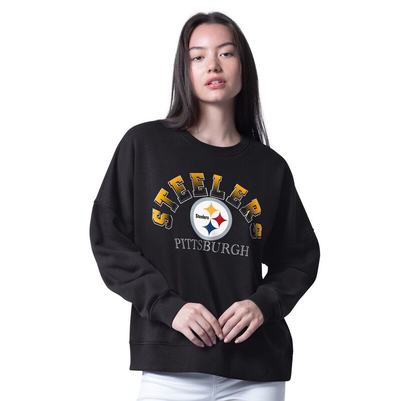 ジースリー フォーハー バイ 長い巻き毛 バンクス レディース トップス ティーシャツ 流汗 Women\u0027s G-III 4Her by Carl Banks Black Pittsburgh Steelers Oversized Feud Sweatshirt Stl Black 黒いこと レディースファッション-トップス
