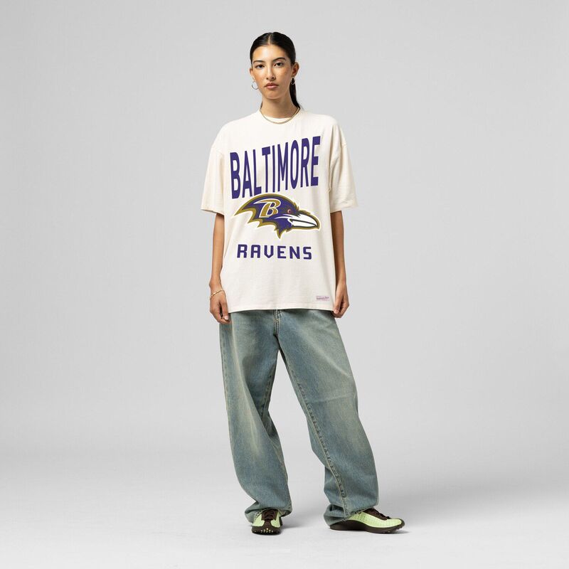 ミッチェル\u0026ネス レディース トップス ティーシャツ ロゴタイプ Women\u0027s Mitchell \u0026 Ness Cream Baltimore Ravens Logo Rise Boyfriend T-Shirt Rav Beige ベージュ レディースファッション-Tシャツ・カットソー-トップス