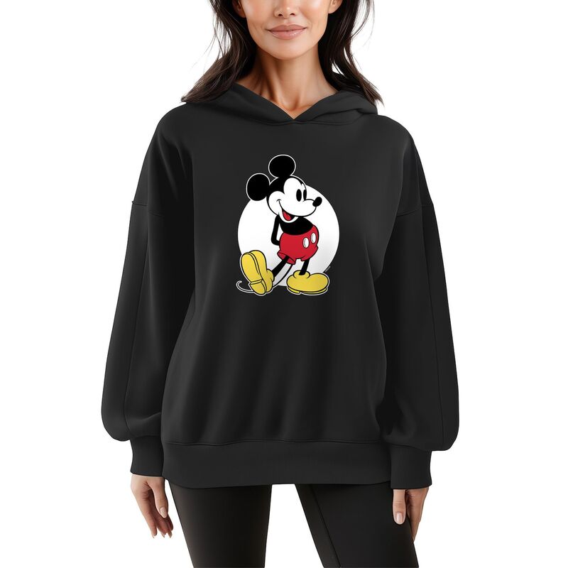 ディズニー レディース トップス Tシャツ スウェット フリース Women's Disney's Mickey Mouse Classic Oversized Fleece Crew Sweatshirt Black ブラック|ReVida 店
