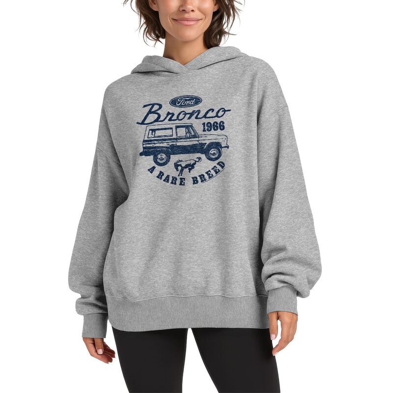 アニメキャラクター レディース トップス Tシャツ ヴィンテージ スウェット フリース パーカー Licensed Character Women's Ford Vintage Bronco Rare Breed Oversized Fleece Hoodie Sweatshirt Athletic Heather ヘザー