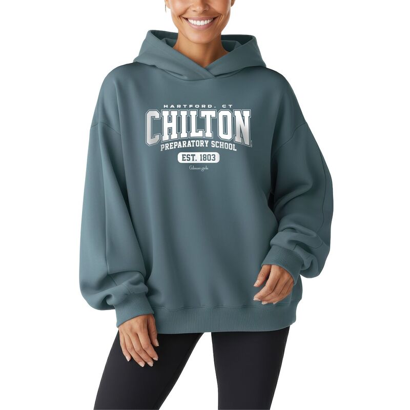 アニメキャラクター レディース トップス Tシャツ スウェット フリース パーカー Licensed Character Women's Gilmore Girls Chilton Preparatory School Oversized Fleece Hoodie Sweatshirt Flint Blue ブルー