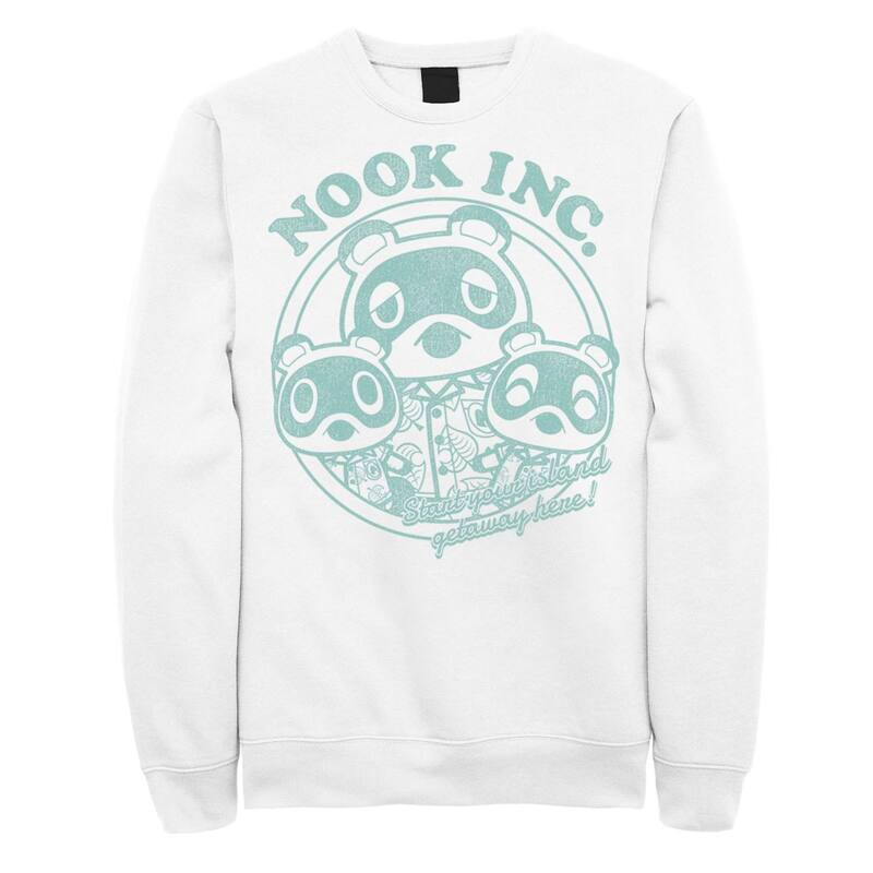 アニメキャラクター メンズ トップス Tシャツ スウェット Licensed Character Men's Animal Crossing: New Horizons Nook Inc.Island Getaway Sweatshirt White ホワイト｜ReVida 店