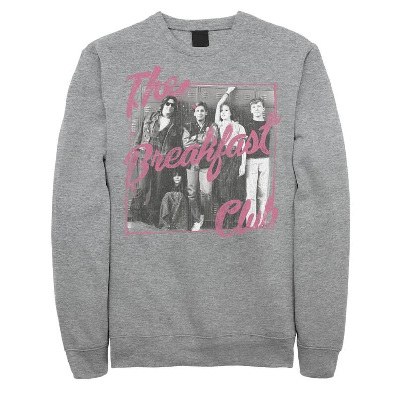 アニメキャラクター メンズ トップス Tシャツ スウェット Licensed Character Men's Breakfast Club Pink Text Grouphotograph Sweatshirt Athletic Heather ヘザー｜ReVida 店