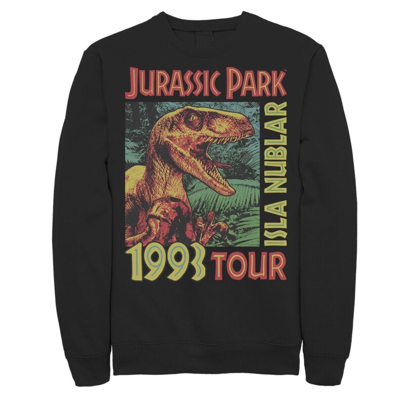 アニメキャラクター メンズ トップス Tシャツ スウェット Licensed Character Men's Jurassic Park Isla Nublar 1993 Tour Poster Sweatshirt Black ブラック｜ReVida 店