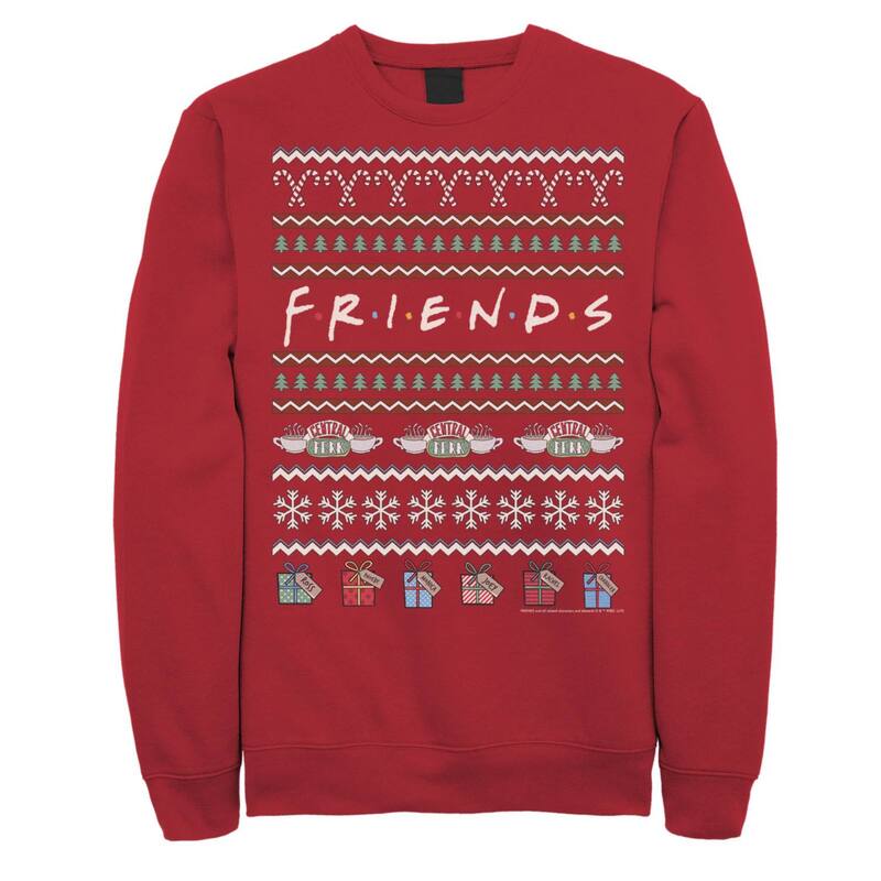 アニメキャラクター メンズ トップス Tシャツ スウェット セーター ロゴ Licensed Character Men's Friends Christmas Ugly Sweater Style Logo Sweatshirt Red レッド｜ReVida 店
