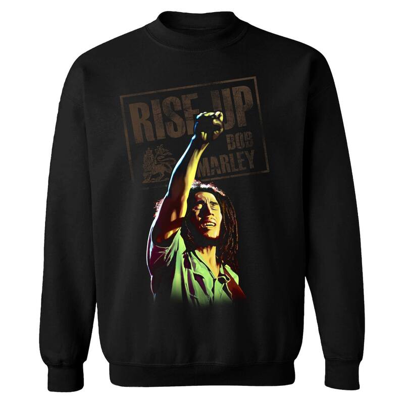 アニメキャラクター メンズ トップス Tシャツ スウェット Licensed Character Men's Bob Marley Arms Up Sweatshirt Black ブラック｜ReVida 店