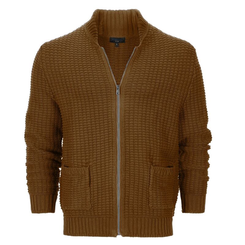 ジョベルティ メンズ アウター ニット・セーター コットン Gioberti Men's 100% Cotton Milano Knit Full-zip Sweater Camel キャメル
