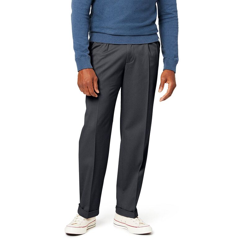 ドッカーズ メンズ ボトムス カジュアルパンツ リラックスフィット プリーツ Men\'s Dockers Relaxed Fit Comfort Stretch Pleated Cuffed Khaki Pants Heather Gray グレー