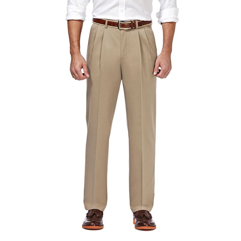 ハガー メンズ ボトムス カジュアルパンツ プリーツ Men ’ s Haggar Premium No-Iron Khaki Stretch Classic-Fit Pleated Expandable Waist Pants Khaki カーキ|ReVida 店